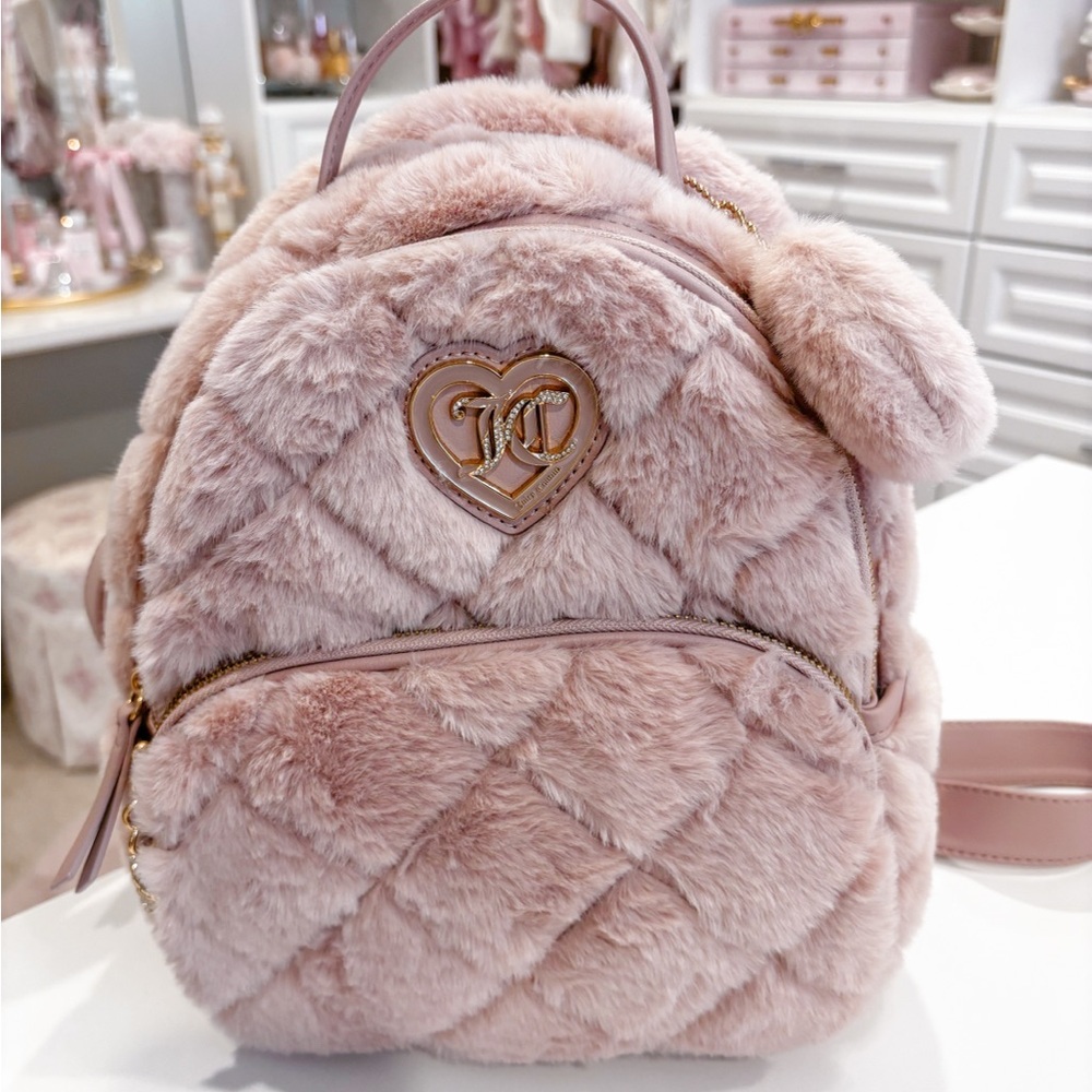 Juicy Couture Quilted Faux Fur Backpack - Soft Pink